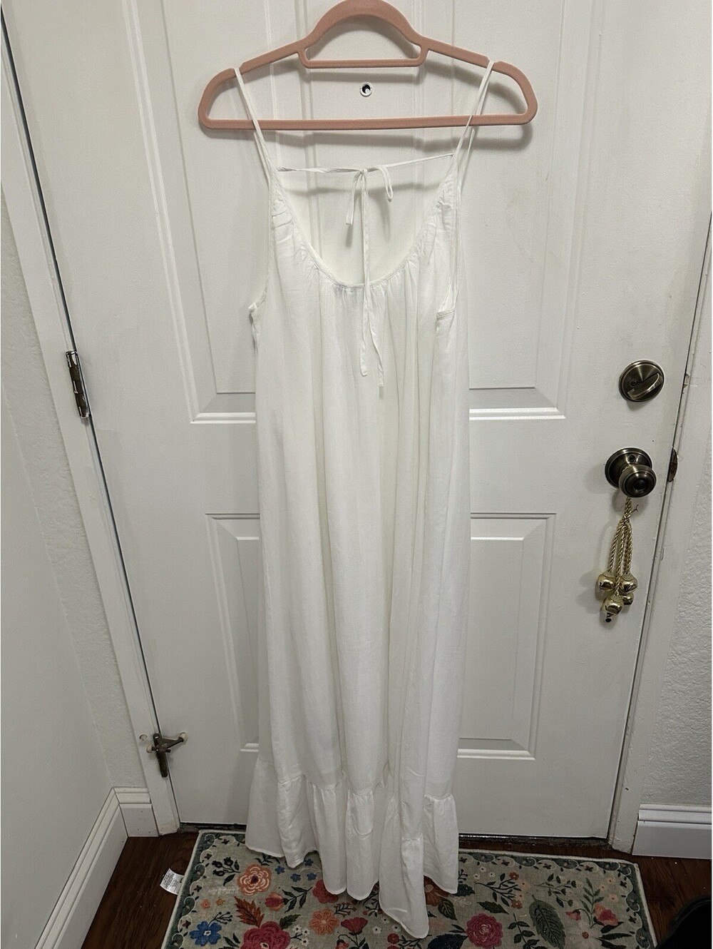 GAP White Sleeves Cotton Dress with Ruffle Hem Size M - Picture 3 of 9
